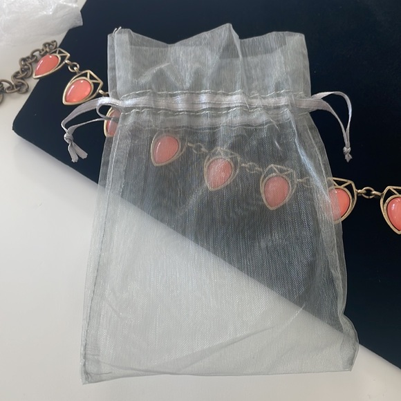 Boho Style Washed Gold Necklace with Pink Stones 15” + 4” Extender - Picture 8 of 8